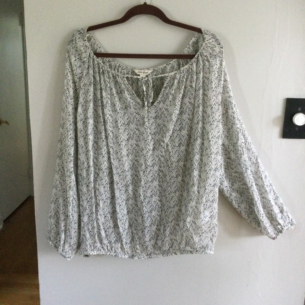 Lucky Brand Flowy Transparent Silk Blouse